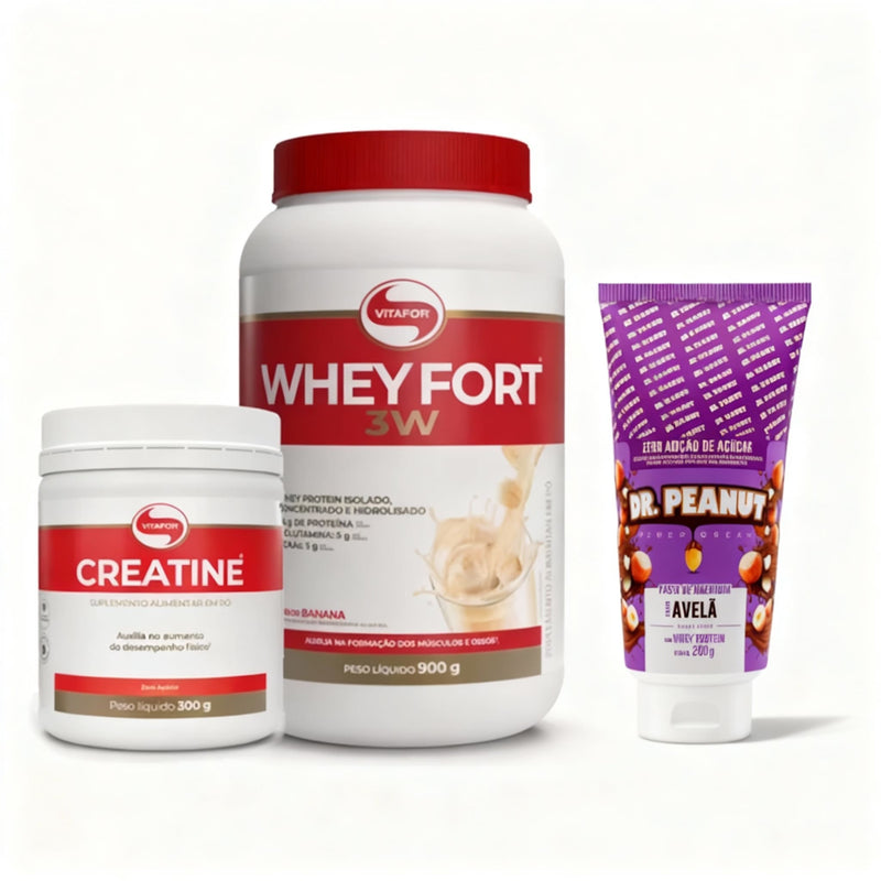 Combo Nutrição Total - Whey, Creatina e Pasta de Amendoim
