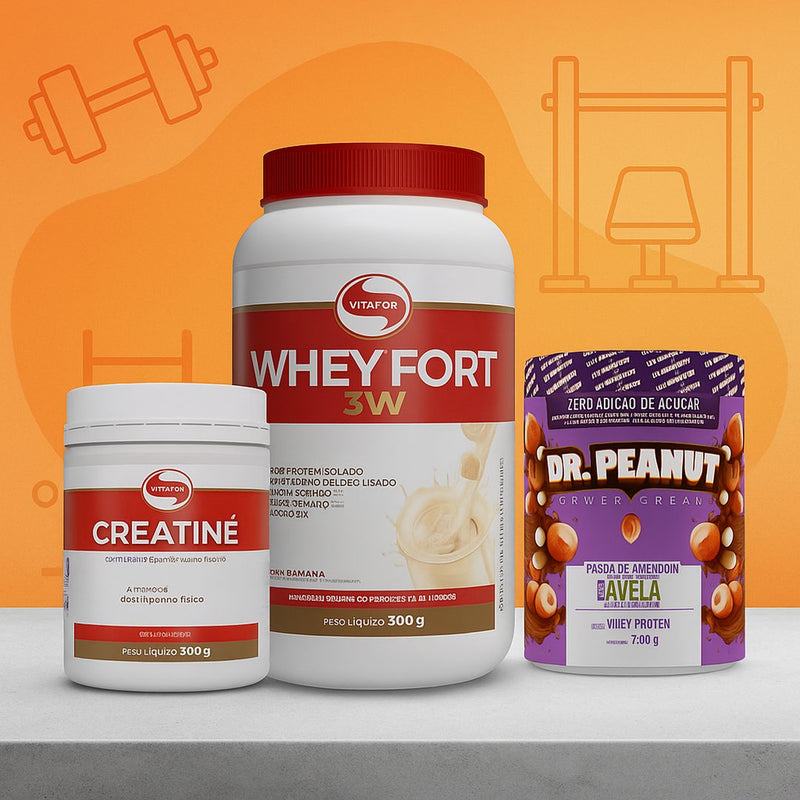 Combo Nutrição Total - Whey, Creatina e Pasta de Amendoim