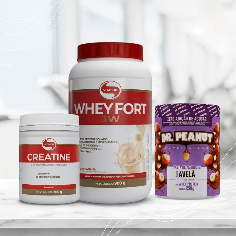 Combo Nutrição Total - Whey, Creatina e Pasta de Amendoim