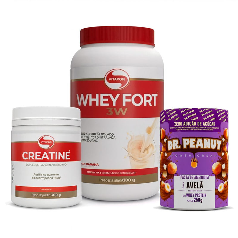 Combo Nutrição Total - Whey, Creatina e Pasta de Amendoim